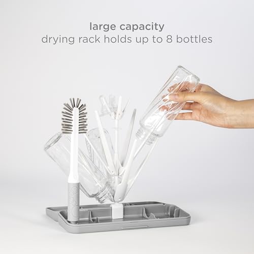 Ubbi On-the-Go Drying Rack & Bottle Brush Set, Holds Up to 8 Bottles, Gray - color: Gray