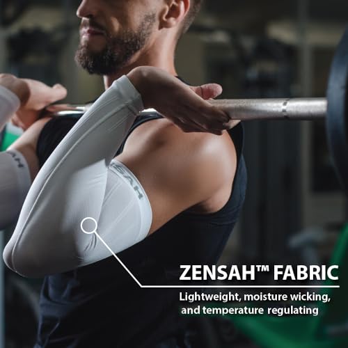 Zensah Compression Arm Sleeves - Made in USA, Thermal Arm Warmers for Cycling and Running with UV Sun Protection - color: Heather Grey, size: Large-X-Large
