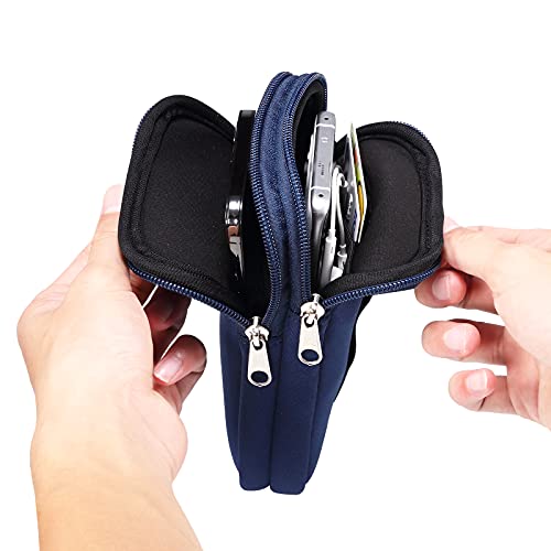 Dual Layer Universal Neoprene Cell Phone Sleeve, Zip Wallet Belt Loop Holster for iPhone 17 16 15 14 13 12 11 Pro Max Samsung Galaxy A17 16 S26 Ultra Google Pixel 10 Pro XL OnePlus 15 (Blue) - color: Blue