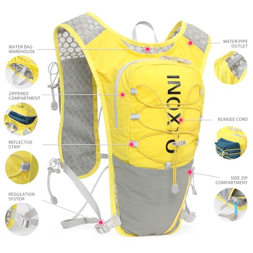IX INOXTO Running Hydration Vest for Women Men with 500ML Soft Flask - color: yellow with 500ml