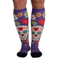 Crazy Compression Over-the-Calf Socks with Fun Designs - color: Calavera Purple, size: Small-Medium