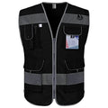 TCCFCCT Reflective Safety Vest 9 Pockets High Visibility Vest, Black XXL - color: Black Fabric-bison 001, size: XX-Large