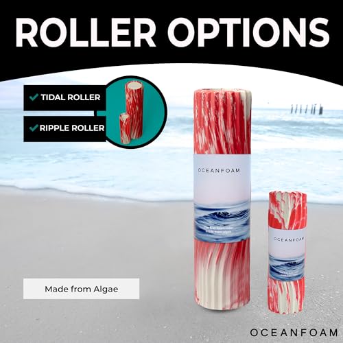 Oceanfoam Tidal Roller - Massage Foam Roller for Exercise (Red Marbled) - color: Red Marbled