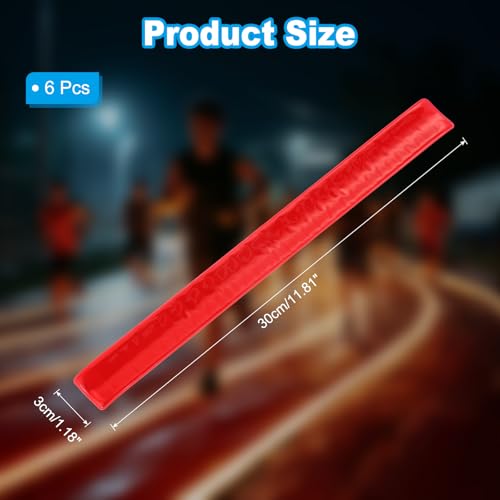 PATIKIL Reflective Slap Bands, Reflector Band Snap Bracelet Armbands High Visibility Safety Reflectors Wrist Strap Strips for Night Jogging Cycling Running - color: Red