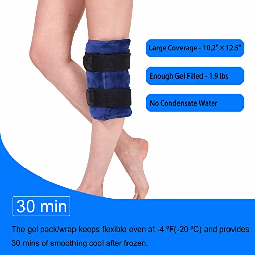 Koo-Care Knee Ice Pack for Injuries - Reusable Large Gel Ice Wrap Hot Cold Compress for Pain Relief, Swelling, Arthritis, Meniscus Tear, Sprains, ACL, Knee Replacement, Post-Surgery Recovery Therapy