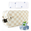 Leakproof Freezable Snack Bag Reusable Cooler Insulated Lunch Box - color: Beige Checkerboard