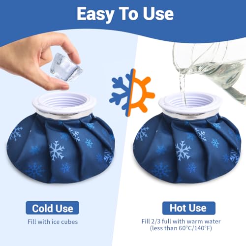 NEWGO Ice Pack for Injury Reusable, Small Ice Bag Refillable Ice Pack for Hot Cold Therapy and Pain Relief, Hot Water Bag, No-Leak Medical Ice Bag (9 Inch) - size: 9 Inch