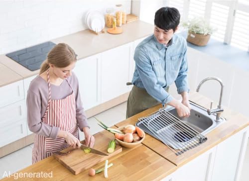 Ahyuan Roll up Dish Drying Rack Over The Sink Kitchen Roll up Sink Drying Rack Stainless Still Portable Drainer Foldable Dish Rack (Warm Gray, 17.8''X13.5'') - color: Warm Gray, size: Rectangle 17.8 inches x 13.5 inches