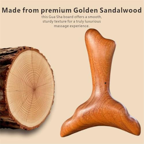 Osakey Gua Sha Acupressure Massage Tool – Premium Golden Sandalwood, Fish-Tail Shape for Scraping, Trigger Point & Muscle Relief – Natural Wood Therapy Tool for Face & Body