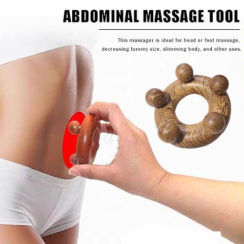 OULIGET Wood Therapy Abdominal Massage Tools,Lymphatic Drainage Massager, Body Sculpting Scraping Tools for Muscle Pain Relief, Anti Cellulite, Body Contouring and Shaping - style: Five Ball Massager