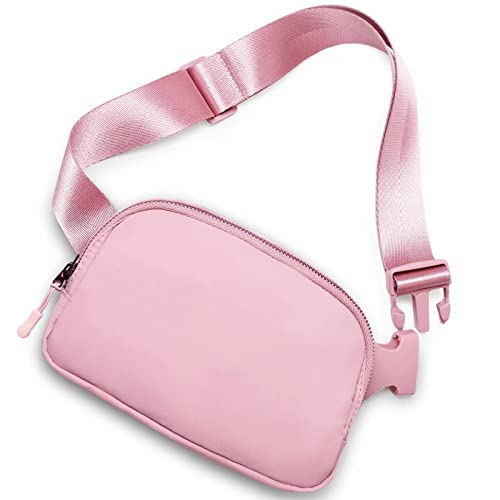 Amazerbst Fanny Pack, Everywhere Belt Bag,40 Inch Adjustable Strap for Women and Men,Waterproof - color: Pink