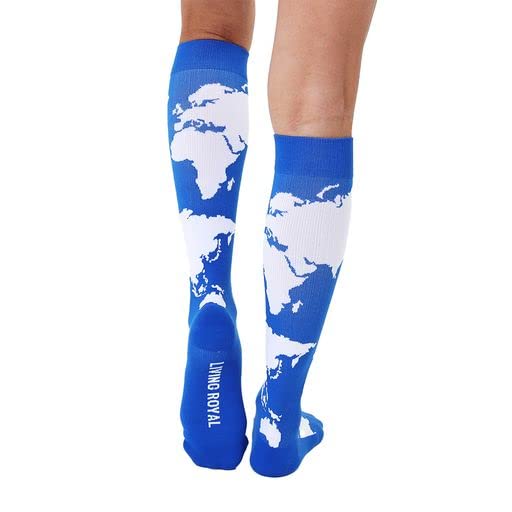 Living Royal Compression Socks - Graduated Compression 15-20mmHg, Padded Cushion Bottom Fun Socks, Moisture-Wicking - color: Map