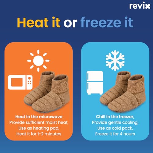 REVIX Microwavable Booties for Cold Feet, Foot Warmers, Mocha S - size: S/M, style: Mocha
