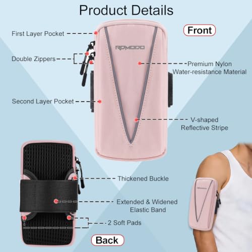 Arm Band for Phone, Water Resistant Armband for Running 7.5" Pink - color: 03 - Pink