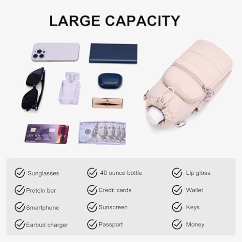 Water Bottle Bag 40 oz Crossbody Holder for Walking Hiking Insulated Carrier Purse with Adjustable Strap - color: Pink