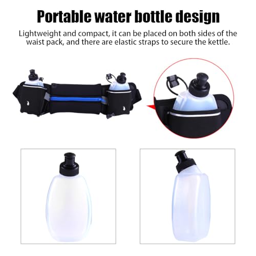 DONGKER Running Waist Bag,Waterproof Waist Pack with 2 Water Bottle Holder & Adjustable Strap & Headphone Hole for Hiking Running Walking Jogging Camping