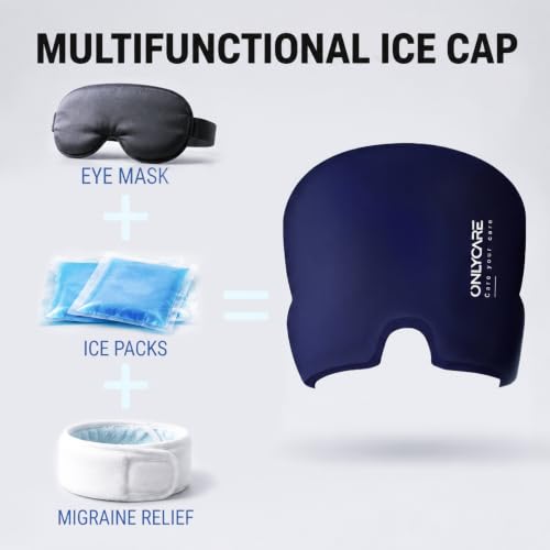 ONLYCARE Migraine Relief Cap, Headache Relief Cold Cap with Odorless Gel - color: Blue
