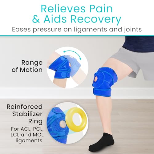 Vive Knee Brace for Meniscus Tear - ACL & Patella Support for Men, Women - color: Blue