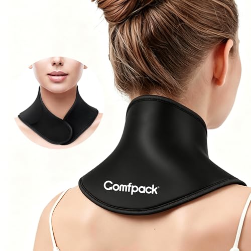 Comfpack Neck Ice Pack Wrap, Soft Gel Ice Packs for Neck Shoulder Reusable - color: Black