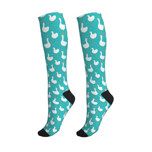 Hen Floral Compression Socks for Women Men - color: Cute Goose Dots