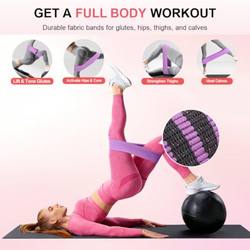 2-in-1 Fabric Resistance Bands Set with Stretching Strap