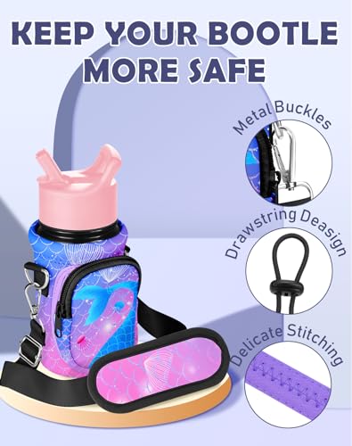 Miss Adola Kids Water Bottle Carrier, 10-18 Oz - color: Purple Fishtail