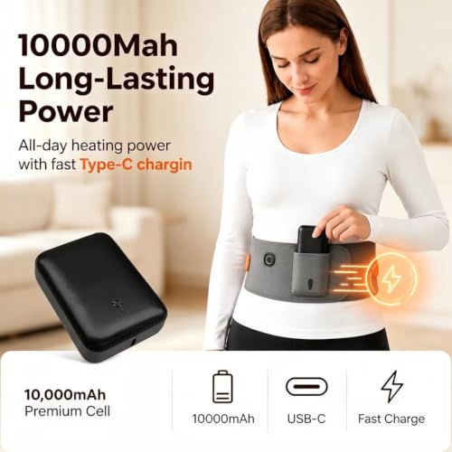 10000mAh Cordless Heating Pad Heat Belt for Lower Back Pain Relief
