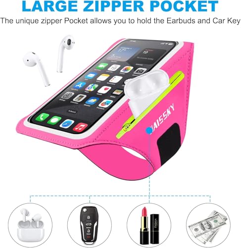 HAISSKY Running Armband with Earbud Pocket Sweatproof Running Phone Holder - color: Negro