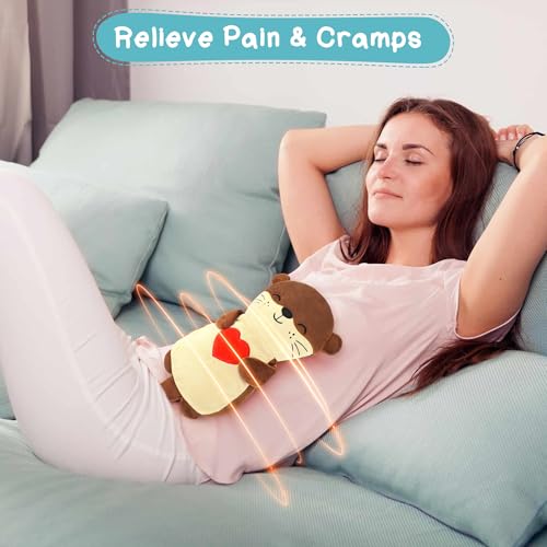 Otter with Heart Microwavable Heating Pad for Period Cramps Pain Relief - style: Otter hold heart