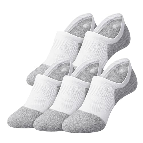 Gonii Compression No Show Athletic Womens Socks Running Cushioned 5-6 Pairs - color: 5 Pairs White, size: 8-10