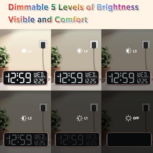 Peakeep Large Display Digital Alarm Clock for Bedroom with Date Day of Week - color: Rose Gold With Colorful (Plug-in Ac Powered)