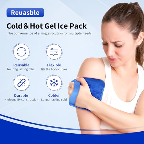 Gel Ice Pack for Injuries Reusable Soft Freezer Ice Bag with Strap 1 Pack - color: Royal Blue-1 Pack