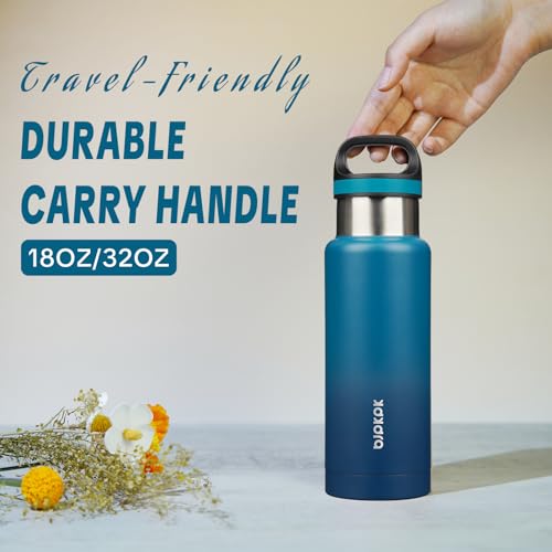 BJPKPK 18oz Insulated Water Bottle Stainless Steel Water Bottle with Handle - color: Indigo Black, size: 18 Ounces