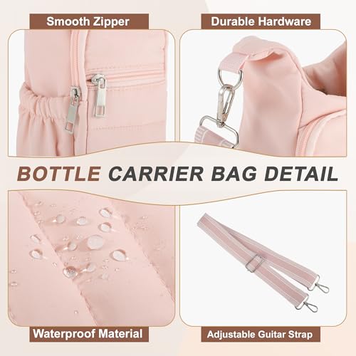 Water Bottle Carrier Bag with Adjustable Strap, for 18/32/40oz Bottle - color: Pink