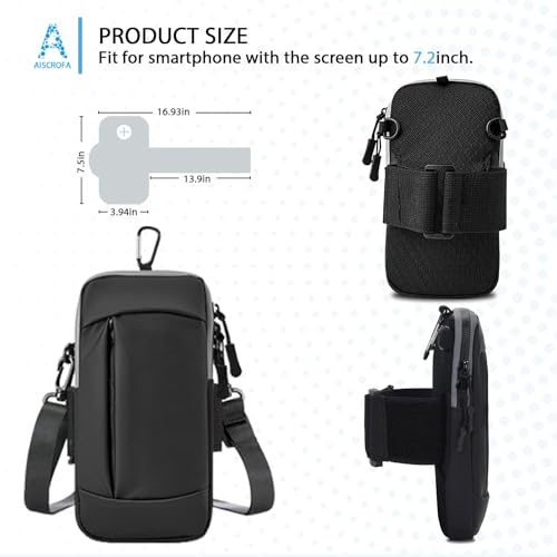 Phone Holder Arm Bands for Running Armband Small Crossbody Bags for Women Kids,iPhone 15 14 13 12 11 Pro Max Xs Xr X 6 7 8 Plus SE Mini Galaxy Ultra Edge S24 S23 Note - color: Black with Crossbody Bag&Hook