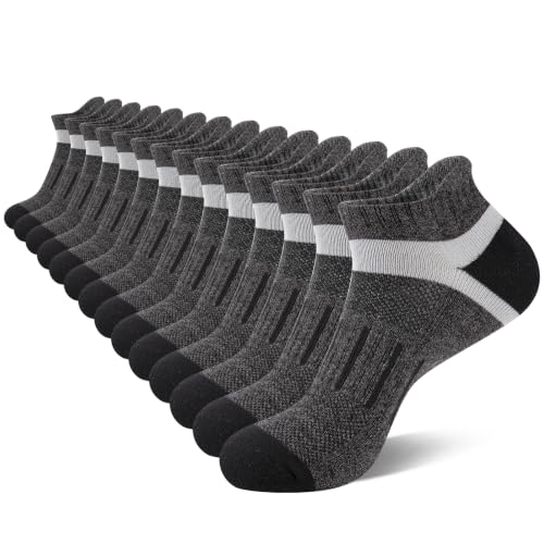 COOPLUS Mens Cushioned Ankle Running Socks Athletic Low Cut Moisture Wicking Cotton Short Sports Socks 7 Pairs - color: 7 Pairs Dark Gray
