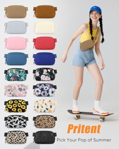 Pritent Fanny Packs for Women Crossbody Belt Bag With Zipper Back Pocket - color: Khaki, size: Large