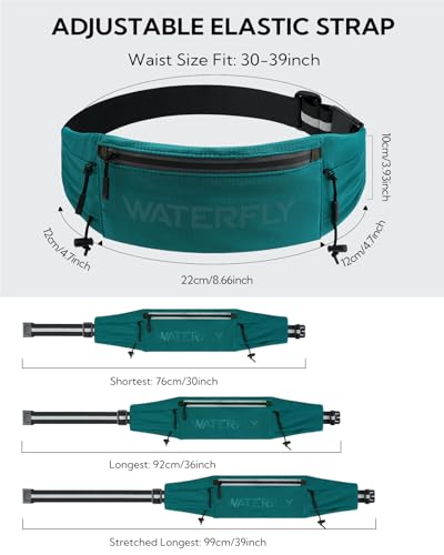 WATERFLY Running Belt Fanny Pack, Runner Race Belt with Bib Clip Green - color: Green