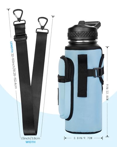 Sports rabbit Universal Water Bottle Holder with Strap & Phone Pocket - color: Blue, size: 30OZ