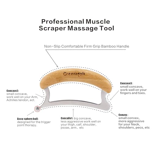 Greenstalk 2 in 1 Stainless Steel Gua Sha Massage Tool Set for Muscle Relief, Muscle Scraper Tools,Portable Body Scrapers Tool for Neck, Back, Feet Recovery. - size: 2 in 1 Set