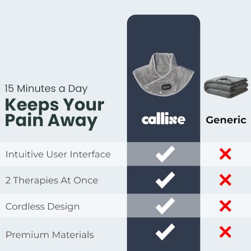 Callixe TheraWrap | Cordless Heating Pad for Neck, Shoulders, and Upper Back | Cervical Electric Massager with Instant Heat and Vibration for Pain Relief & Deep Relaxation | Ideal Gift for Mom & Dad