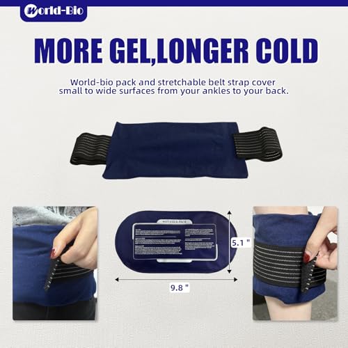 World-Bio Ice Pack for Injuries Reusable, Ice Packs with Adjustable Straps - size: 3 Count 9.8" x 5.1"