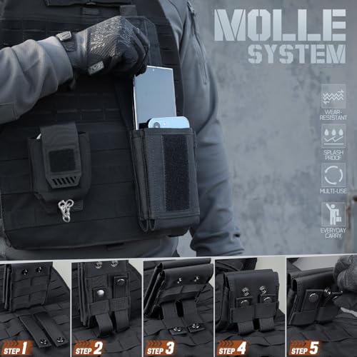 Universal Phone Pouch with MOLLE Attachment for EDC Outdoor & Tactical Gear - color: Black