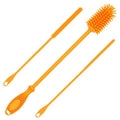 Kitchiny Silicone Bottle Brush 12.5 inch with 2 Straw Cleaners – Orange - color: Orange