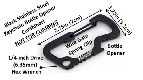 Bushcraft Key Chain Bottle Opener Carabiner Snap Clip Hooks Hiking, Backpacking, Camping, Hunting, Fishing, Biking, Skiing, Tailgate Parties - color: Bottle Opener Multitool 6-Pack Black