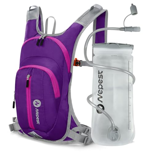 Nepest Hydration Pack Backpack with 2L Water Bladder Reflective Lightweight - color: Purple