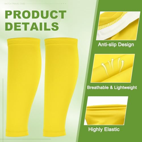 Sun Protection Leg Sleeves, Sports Compression Leg Cooling Ice Silk Sleeves with Anti-slip Silicone Strips - color: Yellow