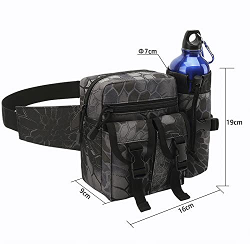 Outdoor Sports Waist Bag Cycling Waist Bag with Bottle Holder Tactic Waist Bag Tactical Fanny Pack for Cycling Running Hiking Fishing Climbing - color: Black Stripe