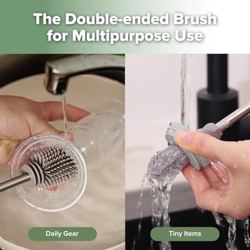Haakaa Silicone Bottle Brush for Baby Bottles & Crevices, SUVA Grey, 1PK - color: Suva Grey, size: 1 Piece Set