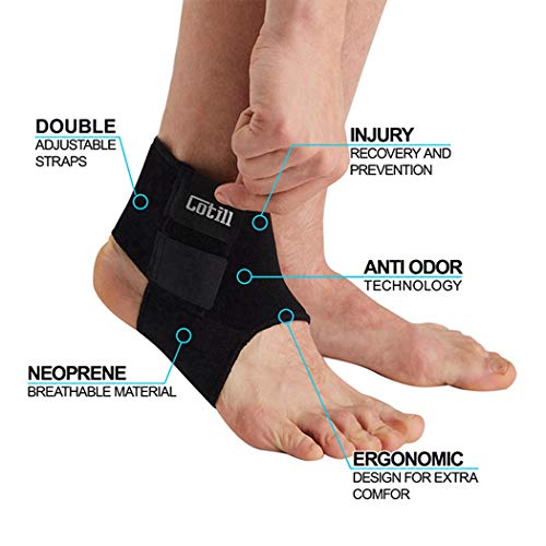 Cotill Ankle Support for Men and Women - Neoprene Breathable Adjustable Ankle Brace Sprain for Running, Basketball - size: Medium